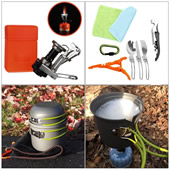12 Pieces Bushcraft Camping Cookware Stove with Mess Kit
