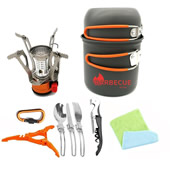 12 Pieces Bushcraft Camping Cookware Stove with Mess Kit