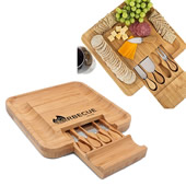 13" Bamboo Cheese Tray Set With Knife