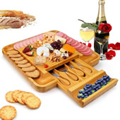 13" Bamboo Cheese Tray Set With Knife