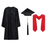 Shiny Finish Cap Gown Tassel and Stole Set
