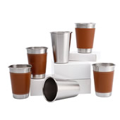 16 OZ Stainless Steel Pint Glass With PU Cup Sleeve