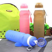 20 oz Sports Foldable Water Bottle with Carabiner