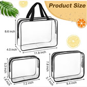 3 PCS Clear Cosmetic Bag Set
