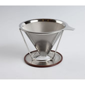 304 Stainless Steel Pour Over Coffee Filter Cone Dripper with Stand 1-4cups