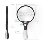 5.5" Large LED Magnifying Glass w/3 Magnifier Lenses