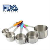 5 Pieces Stainless Steel Measuring Cups With Silicone Handles