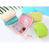 6 Compartments Wheat Fiber Green Portable Folding Pill Box