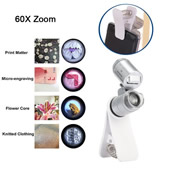 60X Zoom LED Microscope Magnifier with Clip for Universal Cellphone