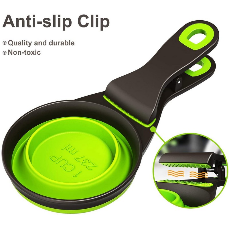 8 oz Silicone Foldable Pet Food Scoop With Clip