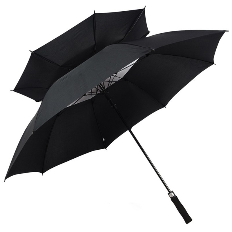 Automatic Open Golf Umbrella Oversize Double Canopy Vented Windproof Waterproof Stick Umbrellas