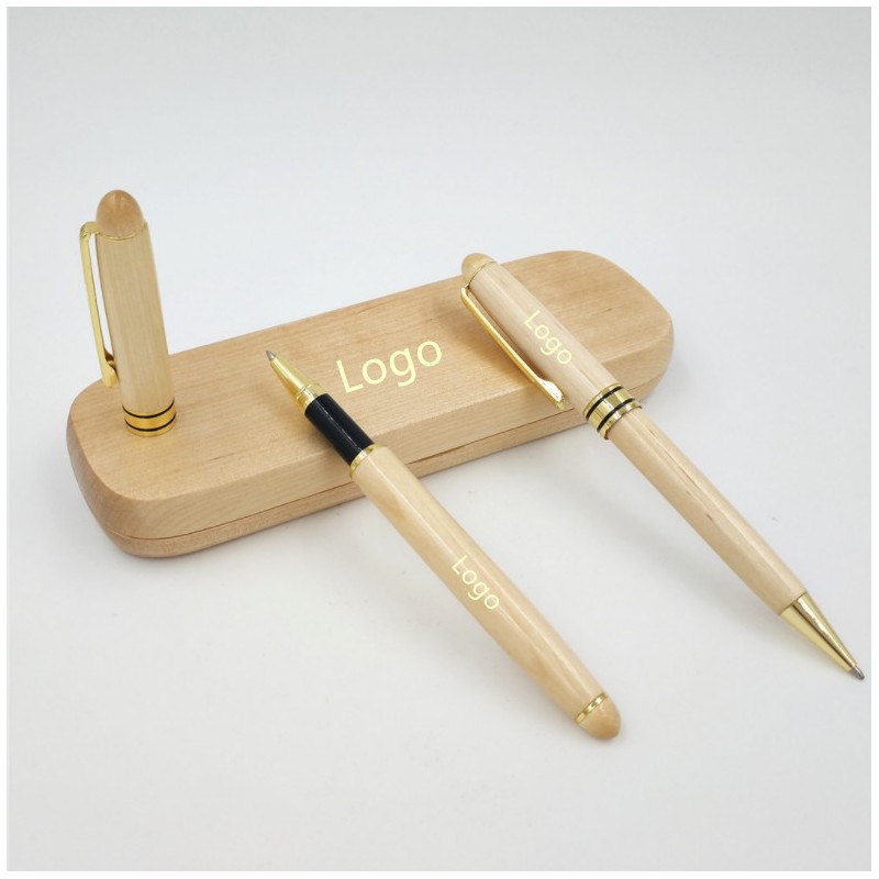 Bamboo Ballpoint Pens Set In A Wood Box