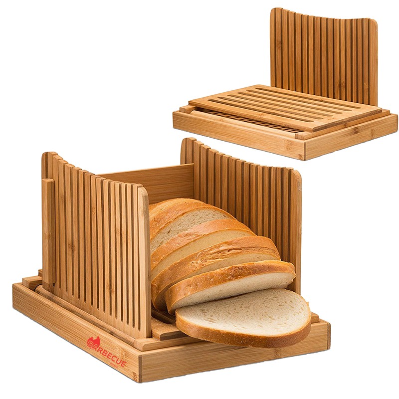 Bamboo Bread Slicer Guide With Crumb Catcher And Serving Tray