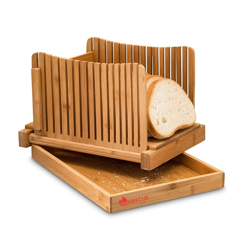 Bamboo Bread Slicer Guide With Crumb Catcher And Serving Tray