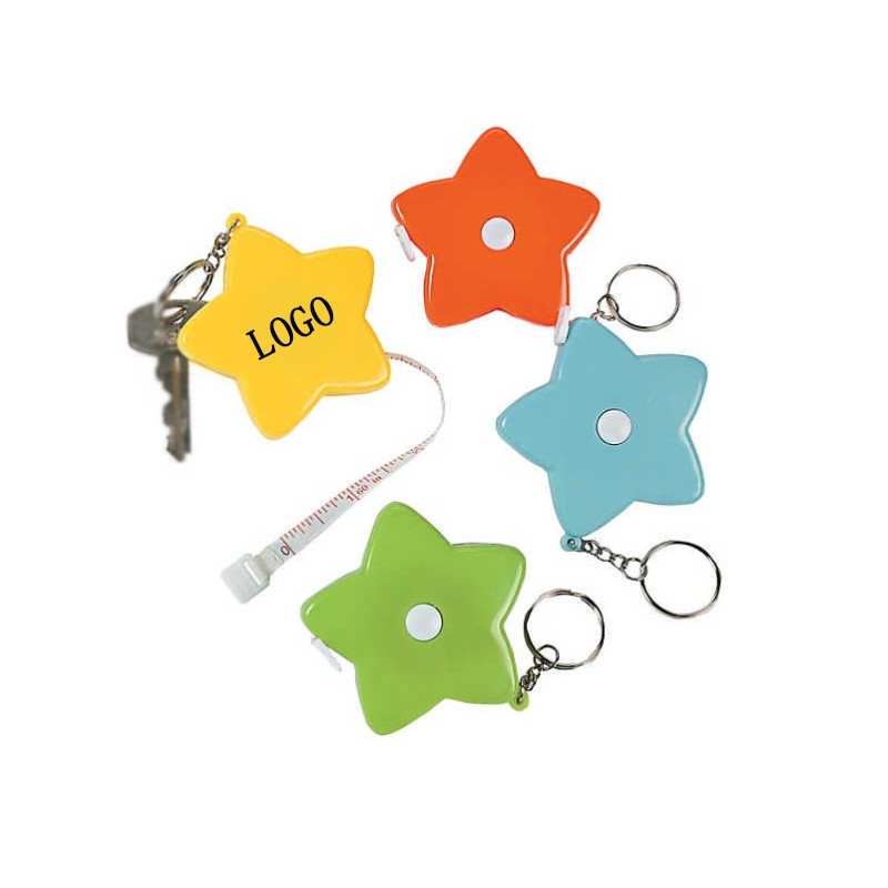 Colorful Star Keychain With Tape Measure