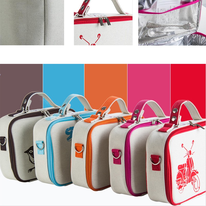 Cotton Insulated Lunch Cooler Bag