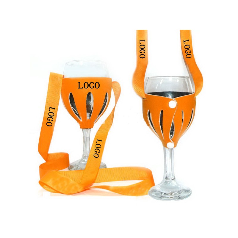 Fan shaped Neo Wine Glass Holders Lanyards