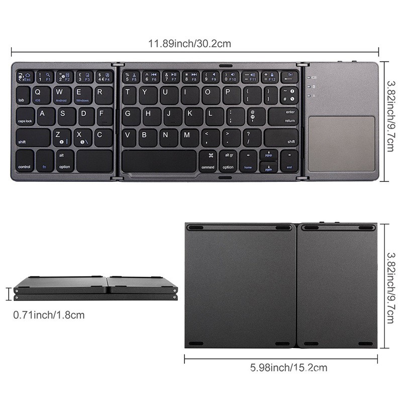 Foldable Wireless Keyboard With Touchpad