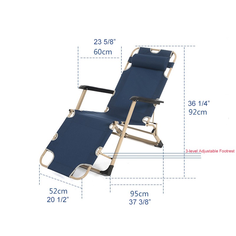 Folding Patio Lounge Chair with Pillow