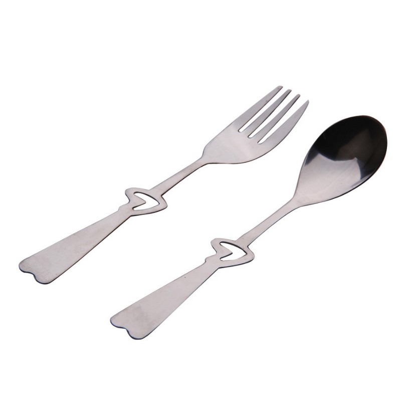 Heart Shaped Stainless Steel Spoon & Fork Set