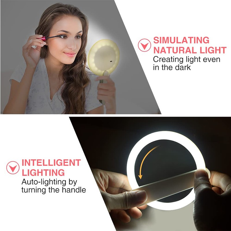 LED Foldable Handheld Makeup Mirror