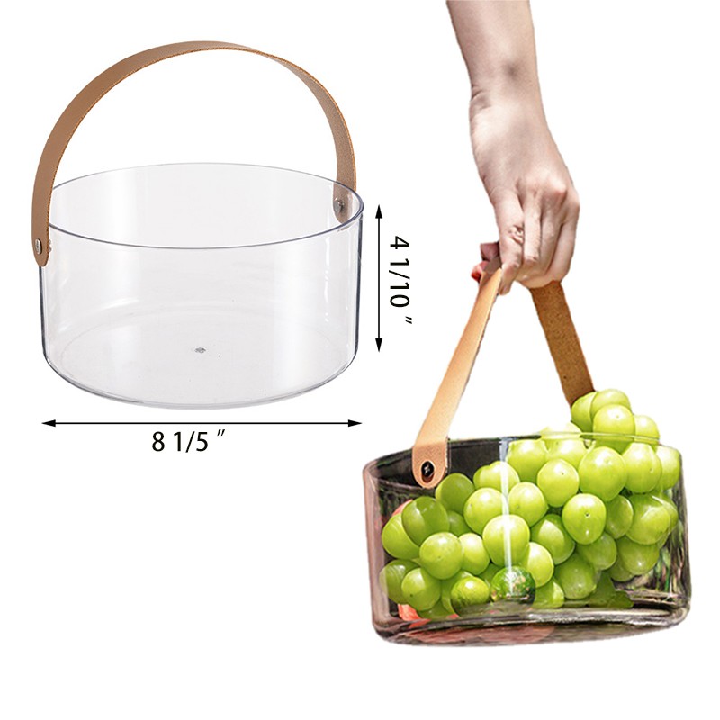 Large PET Ice Bucket with Leather Handle 8 "
