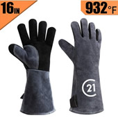 Heat Resistant Leather Welding Oven Mitt Grill BBQ Gloves