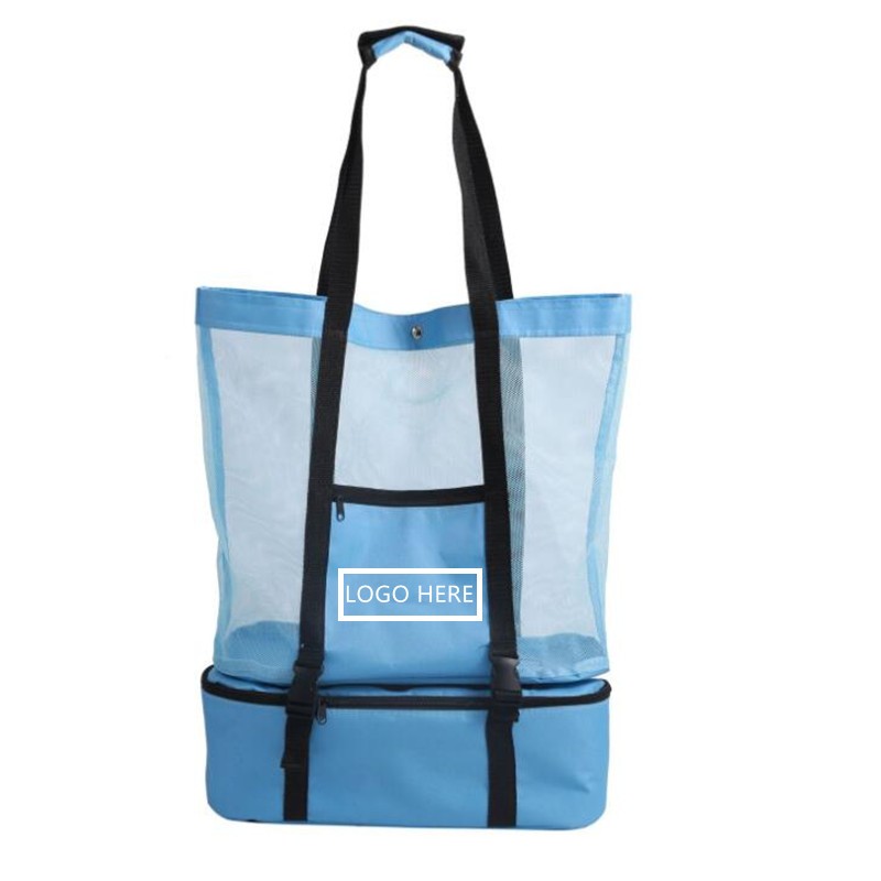 Mesh Beach Tote Bag with Insulated Picnic Cooler