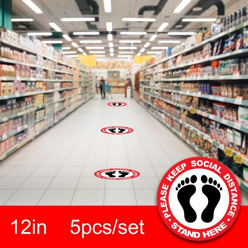 PPE 12" Social Distancing Floor Decals Safety Floor Sign Marker