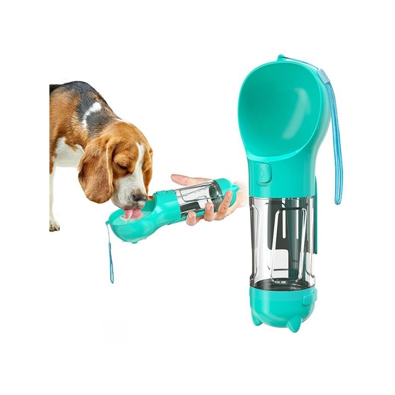 Pet Water Feeder Bottle With Food Container and Poop Bag