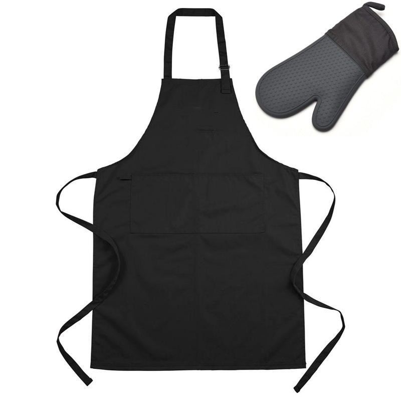 Set Grilling Apron with Oven Mitt Gloves