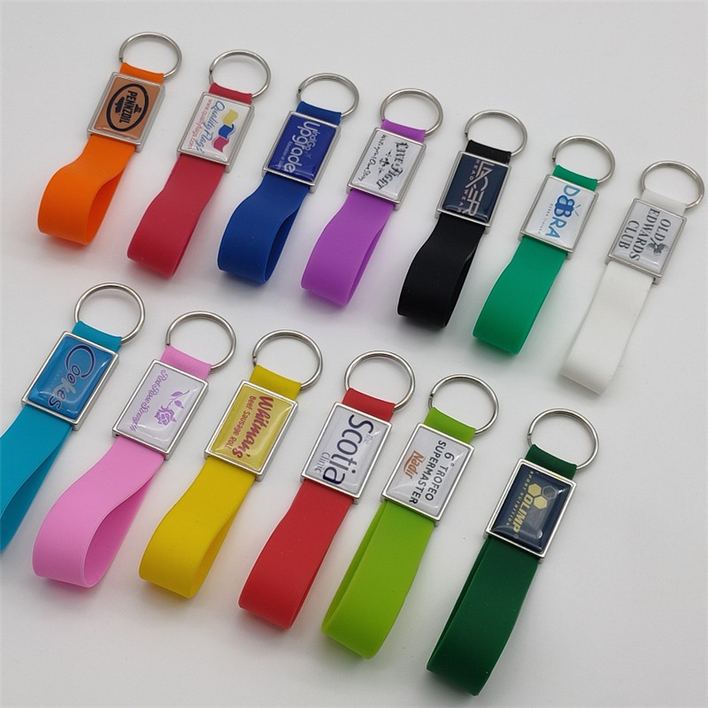 Silicone Keychain with Square Dome