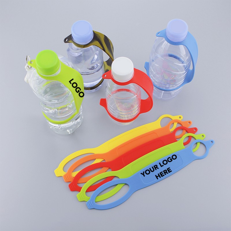 Silicone Water Bottle Carrier Grip with Keychain