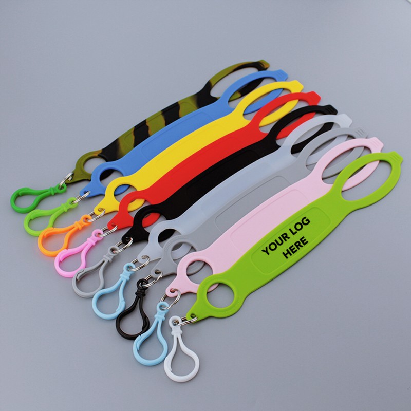Silicone Water Bottle Carrier Grip with Keychain