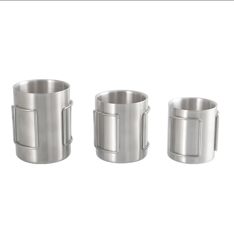 Stainless Steel Camping Mug with Foldable Handle