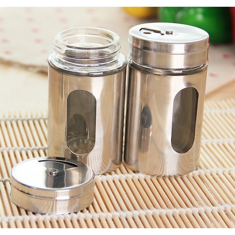 Steel Glass Condiment Dispenser Seasoning Shaker
