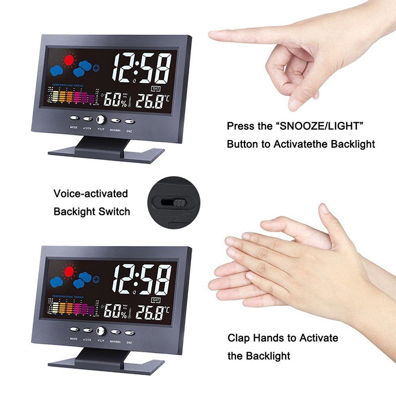 Table Clock With Color Screen Weather Forecast Snooze