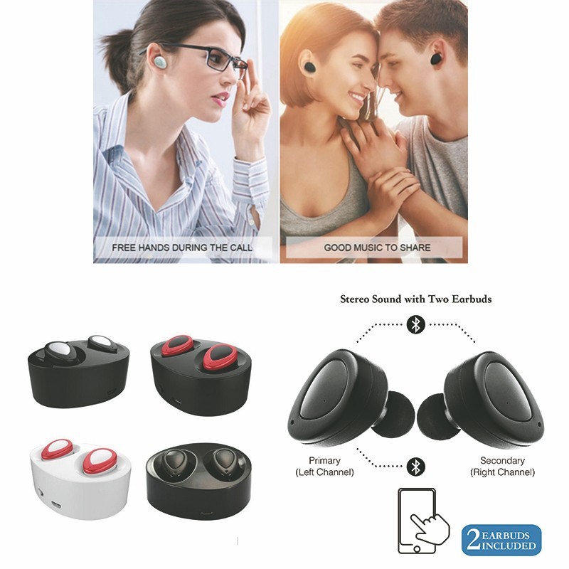 Wireless In-ear Double Earphones with Charging Socket