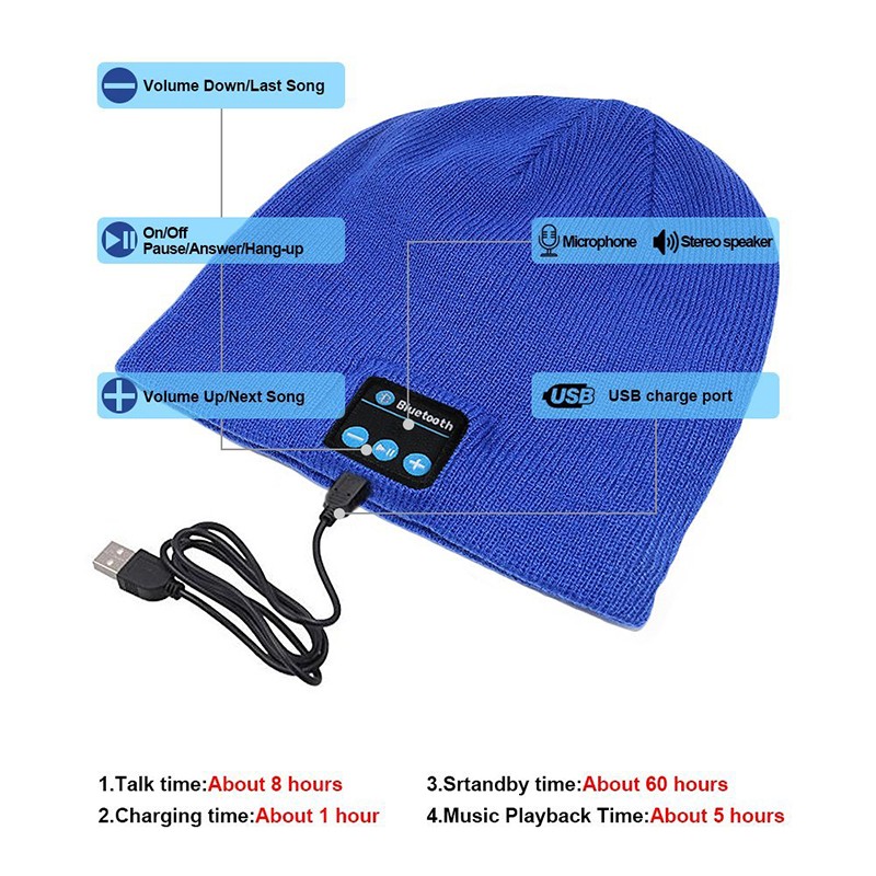 Wireless Knit Beanie Cap With Bluetooth Earphone