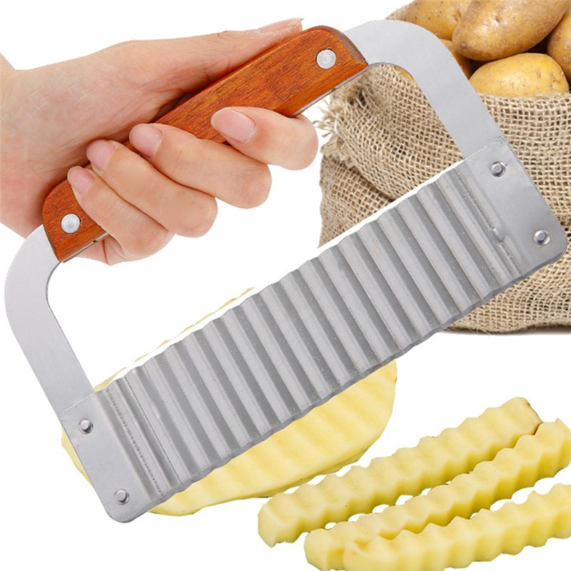 Wood Handle Crinkle Cutter French Fry slicer