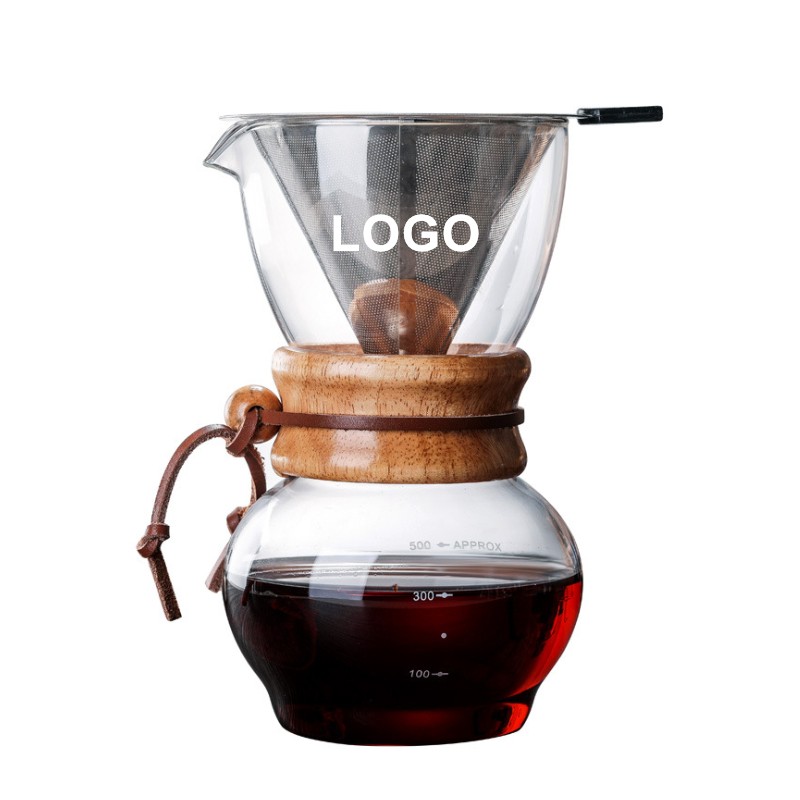 Wood neck Coffee Pot with Stainless Steel Filter (500ML)
