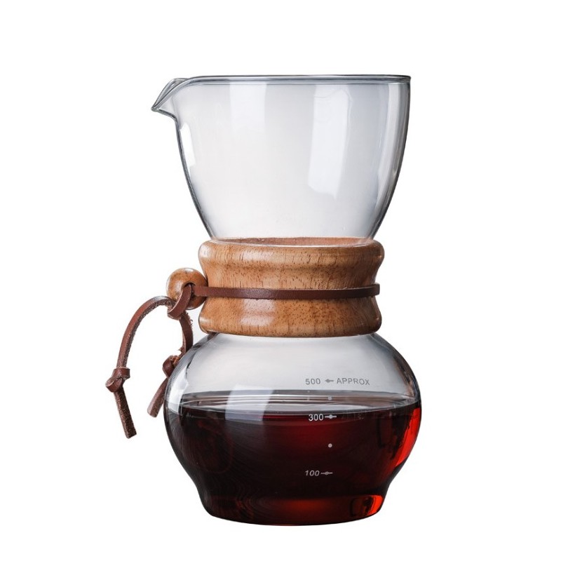 Wood neck Coffee Pot with Stainless Steel Filter (500ML)