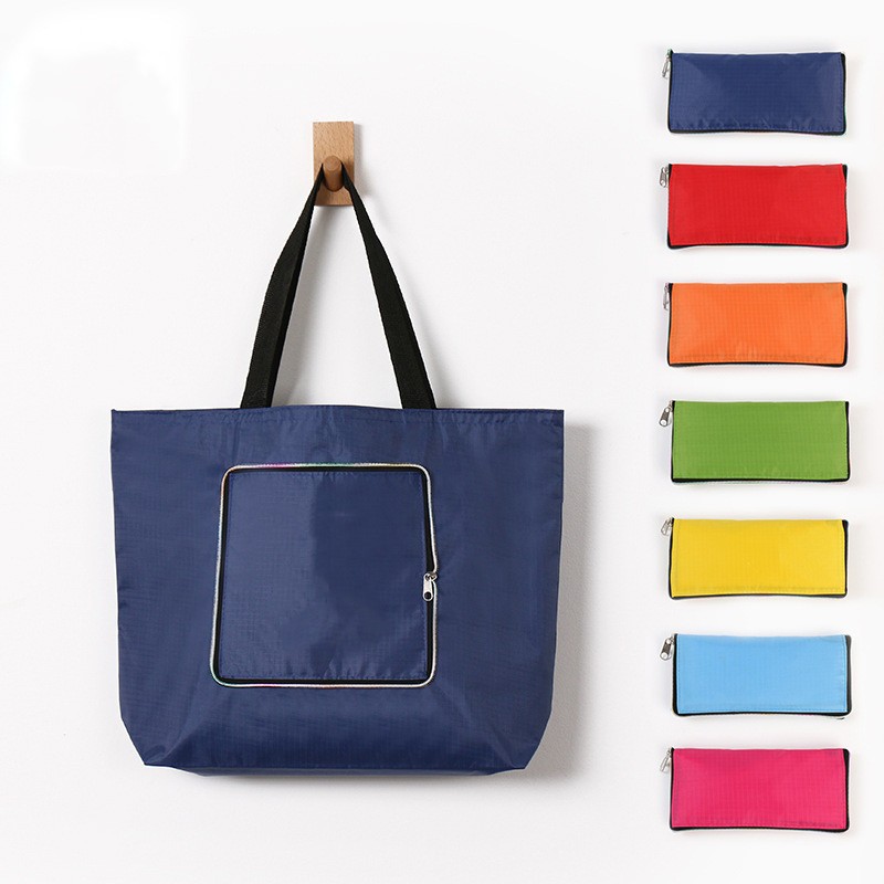 Zippered Folding Shopping Tote Bag