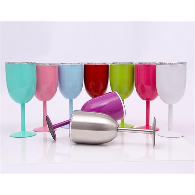 10oz Double Wall Stainless Steel Goblet With Lid