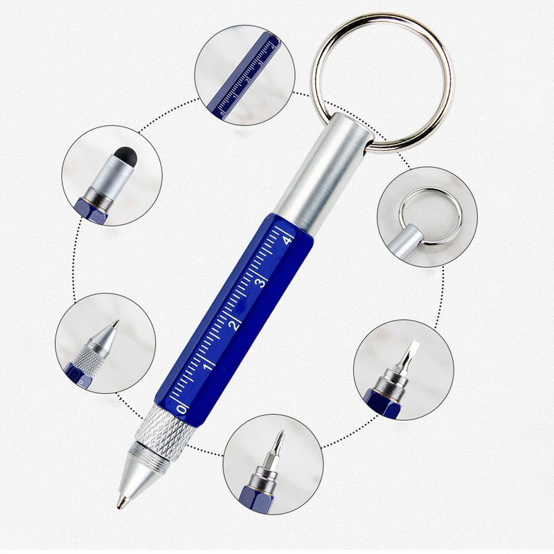 6 In 1 Metal Tool Pen With Key Ring