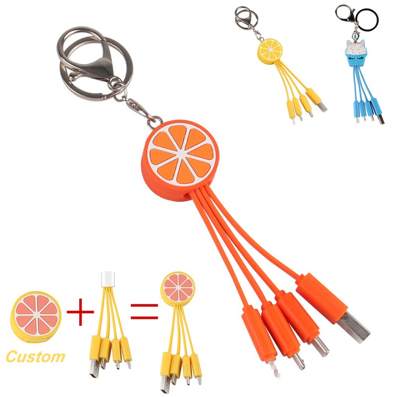 Custom PVC Shape Charging Cable with Keychain