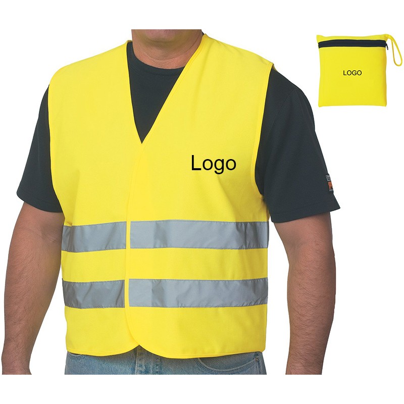Custom Reflective Safety Vest with Zippered Pouch