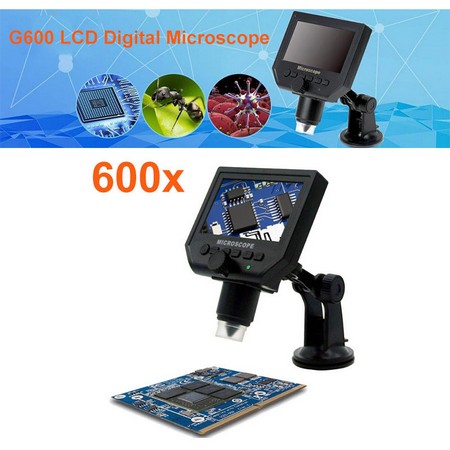 Digital 1-600X Microscope with 3.6MP Camera 4.3in HD LCD