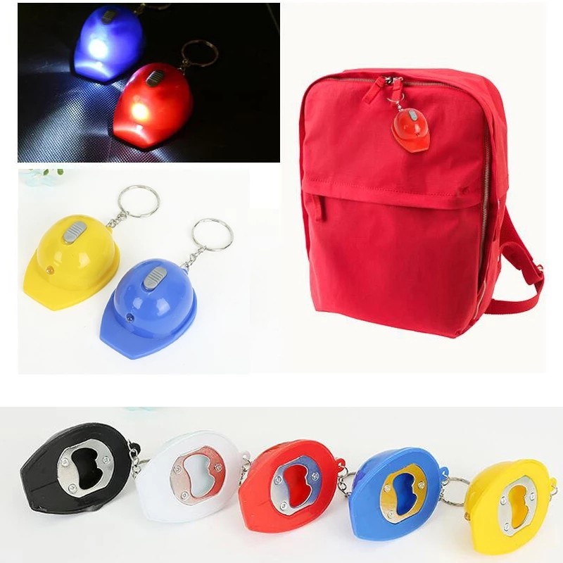 Helmet Flashlight Bottle Opener With Keychain