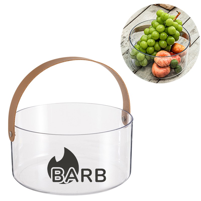 Large PET Ice Bucket with Leather Handle 8 "